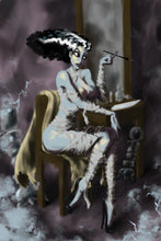 Load image into Gallery viewer, Bride of Frankenstein pinup - Halloween pinup girl art - Original fine art print