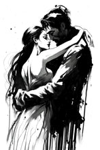 Load image into Gallery viewer, Couple line art - Minimalist sensual art black and white drawing - Original fine art print