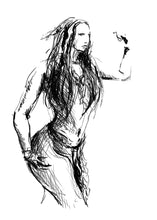 Load image into Gallery viewer, Minimalist female line art drawing - original fine art print