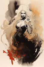 Load image into Gallery viewer, Pinup girl art - Witchy wall art - original fine art print
