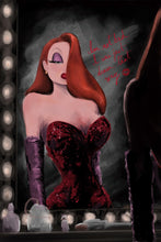 Load image into Gallery viewer, Jessica pinup girl art - pop culture word art - original fine art print