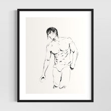 Load image into Gallery viewer, Minimalist male nude line art drawing - original fine art print