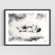 Load image into Gallery viewer, Minimalist male nude line art drawing - original fine art print