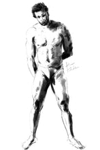 Load image into Gallery viewer, Minimalist male nude line art drawing - original fine art print