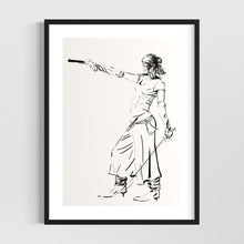 Load image into Gallery viewer, Minimalist female line art pirate drawing - original fine art print