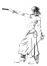 Load image into Gallery viewer, Minimalist female line art pirate drawing - original fine art print