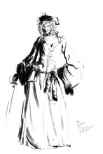 Load image into Gallery viewer, Minimalist female line art pirate drawing - original fine art print