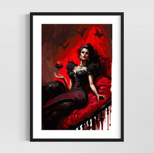 Load image into Gallery viewer, Vampire art - witchy wall art - Halloween pinup - original fine art print