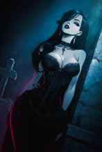 Load image into Gallery viewer, Gothic Woman Digital Art Print | Dark Fantasy Illustration | Printable Wall Art for Gothic and Dark Aesthetic Decor