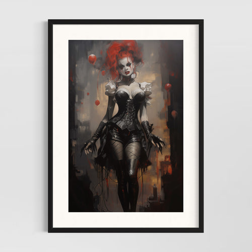 Dark academia wall art - gothic girl pinup art - original fine art print
