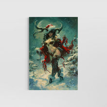 Load image into Gallery viewer, Krampus pinup wall art - Christmas pagan art - original fine art print