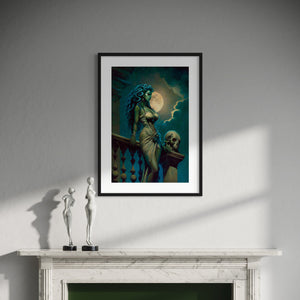 Medusa wall art - Greek mythology decor - Original fine art print