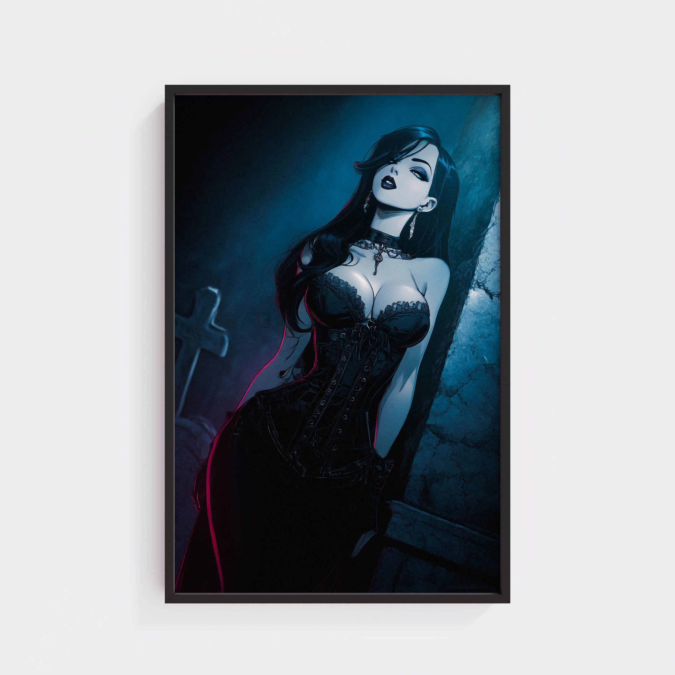 Gothic Woman Digital Art Print | Dark Fantasy Illustration | Printable Wall Art for Gothic and Dark Aesthetic Decor