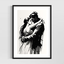 Load image into Gallery viewer, Couple line art - Minimalist sensual art black and white drawing - Original fine art print
