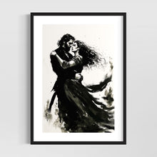 Load image into Gallery viewer, Couple line art - Minimalist sensual art black and white drawing - Original fine art print