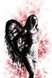 Female body art - angel dark academia art - original fine art print