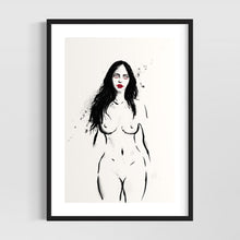 Load image into Gallery viewer, Minimalist female line art drawing - creepy wall art - original fine art print
