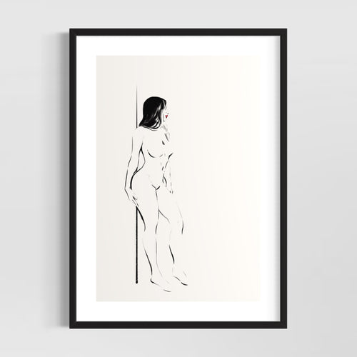 Minimalist female line art drawing - Nude line drawing - Original fine art print