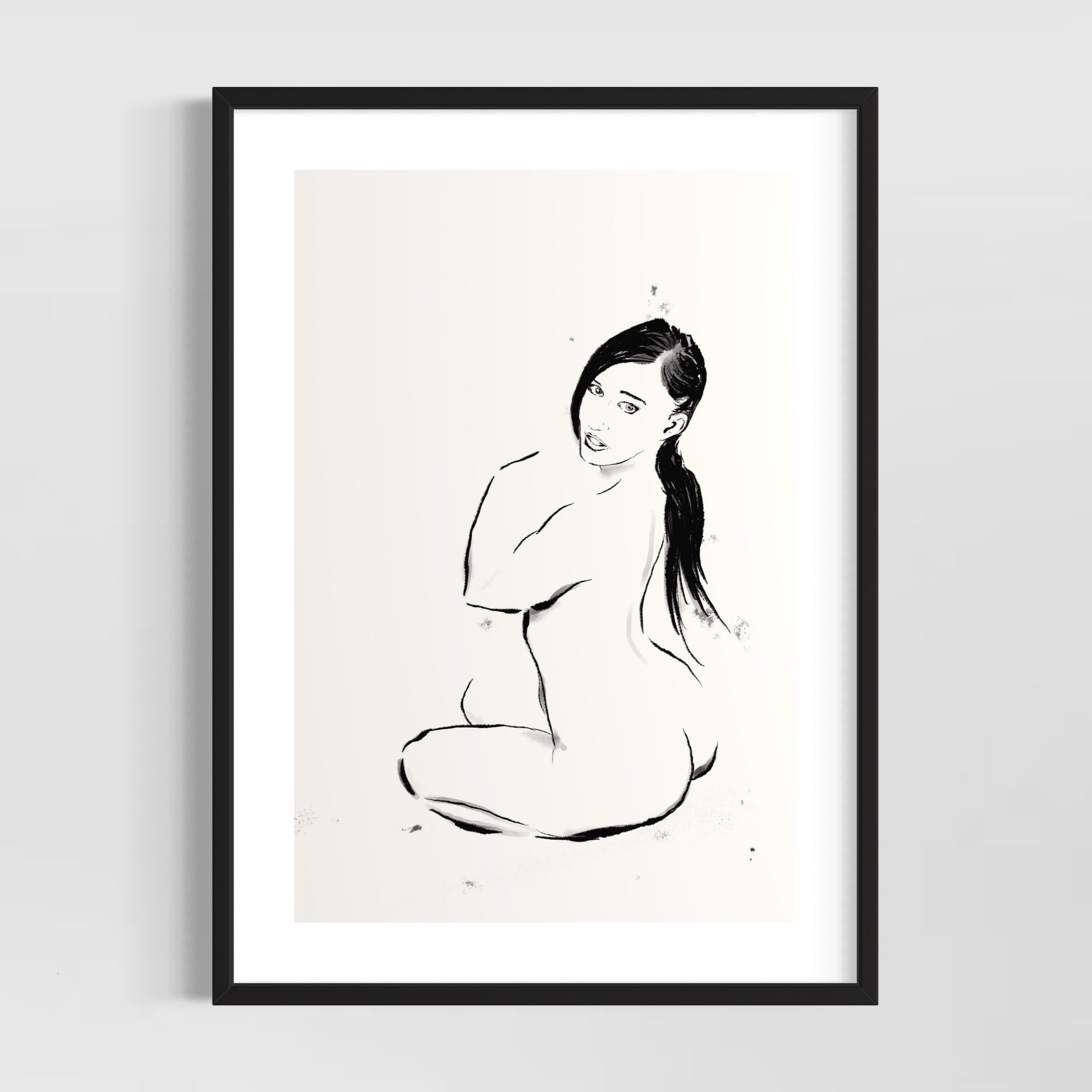 Minimalist female line art drawing - Nude Line Drawing - Original fine art print