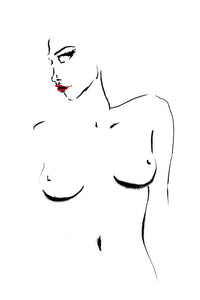 Minimalist female line art drawing - Nude line drawing - original fine art print