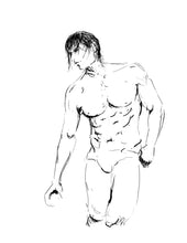 Load image into Gallery viewer, Minimalist male nude line art drawing - original fine art print