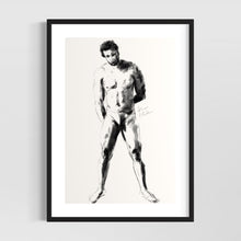 Load image into Gallery viewer, Minimalist male nude line art drawing - original fine art print