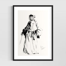 Load image into Gallery viewer, Minimalist female line art pirate drawing - original fine art print