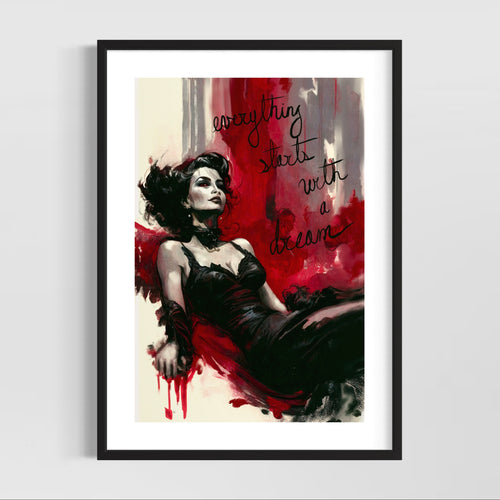 Vampire art - witchy wall art - Halloween pinup - original fine art print