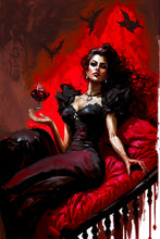 Load image into Gallery viewer, Vampire art - witchy wall art - Halloween pinup - original fine art print